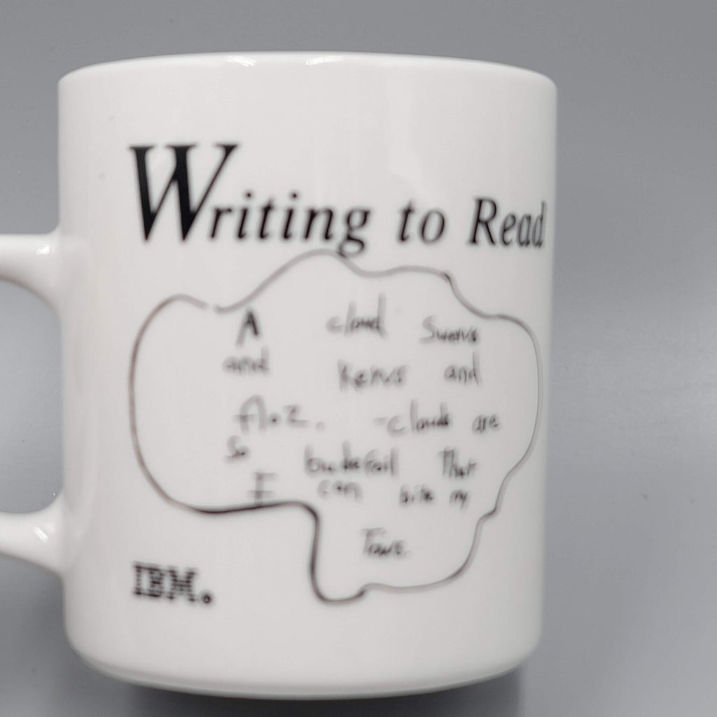 Vintage IBM Writing To Read Coffee Mug Cup Computers Technology Black White