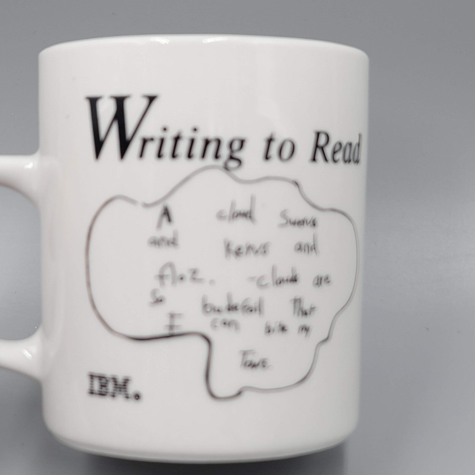 Vintage IBM Writing To Read Coffee Mug Cup Computers Technology Black White