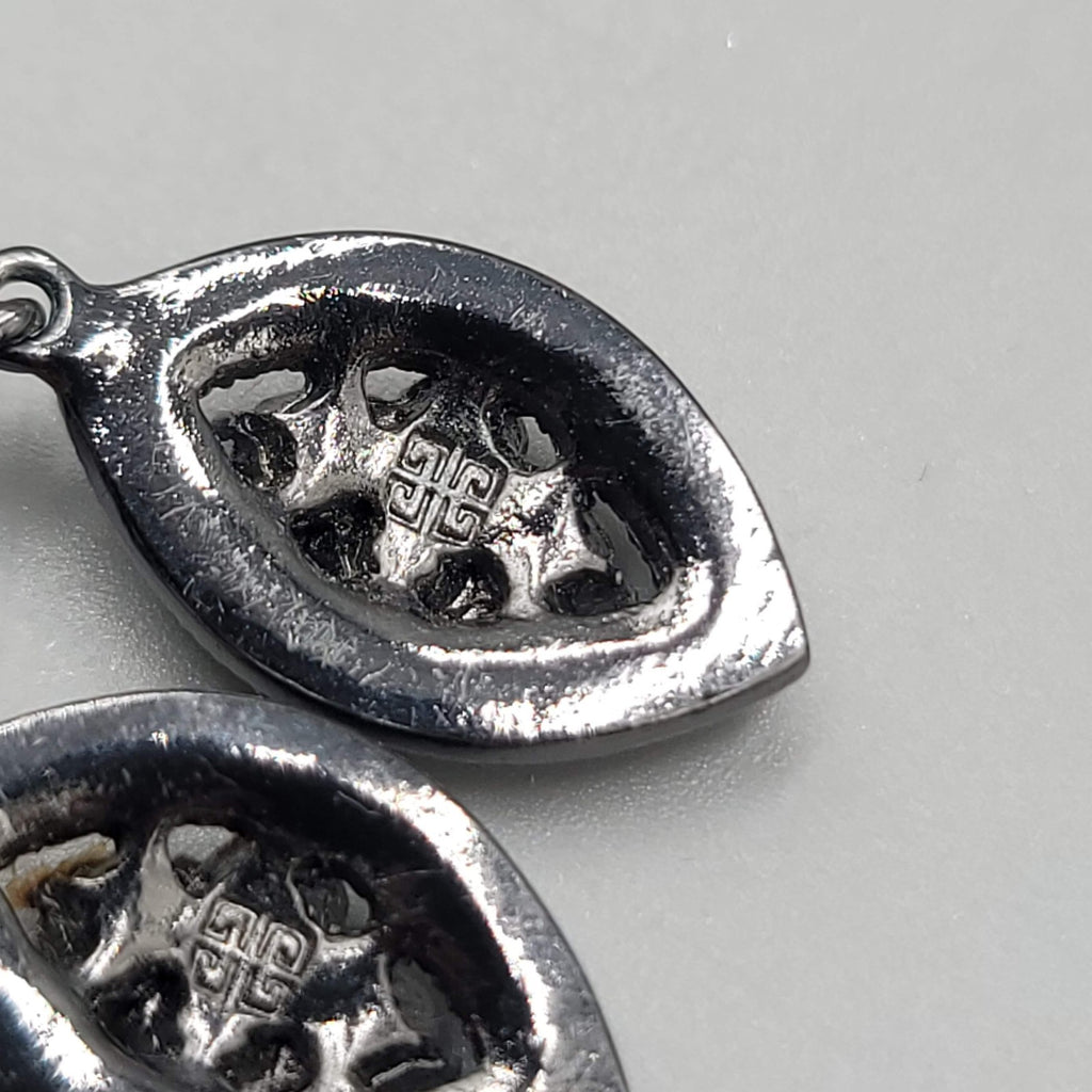 Givenchy Black Rhinestone Pierced Earrings Dangle 1.25"