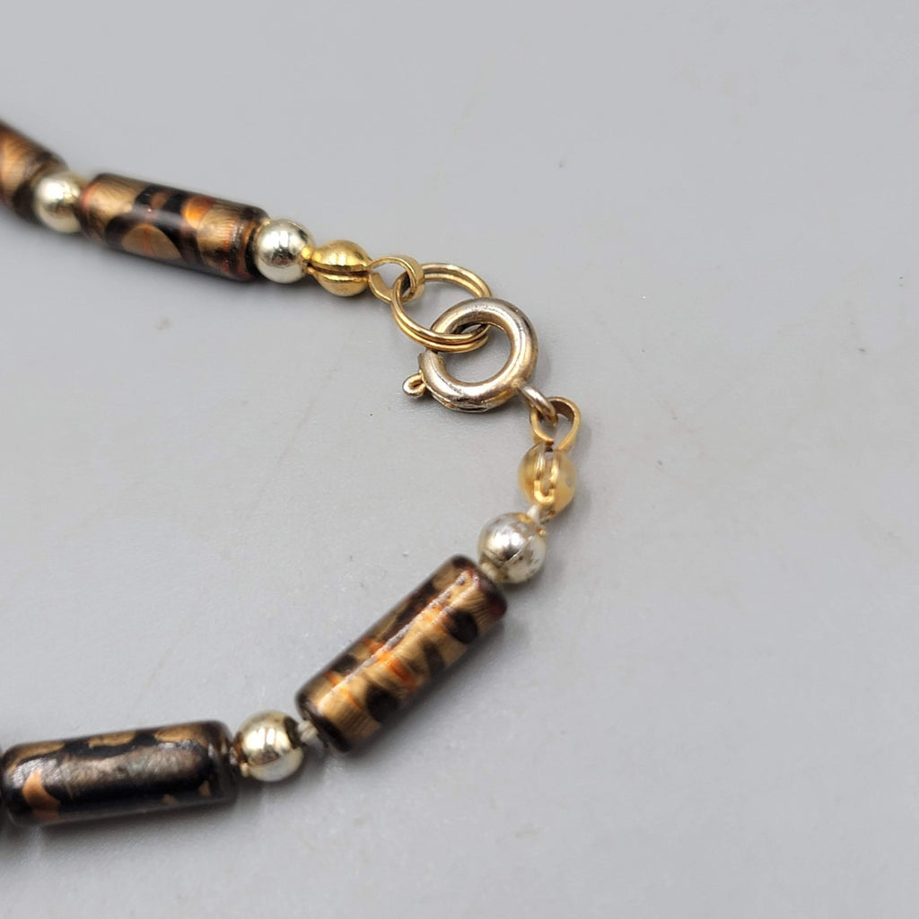 Vintage Necklace Gold tone Swirl Bead Estate Costume Jewelry 22"