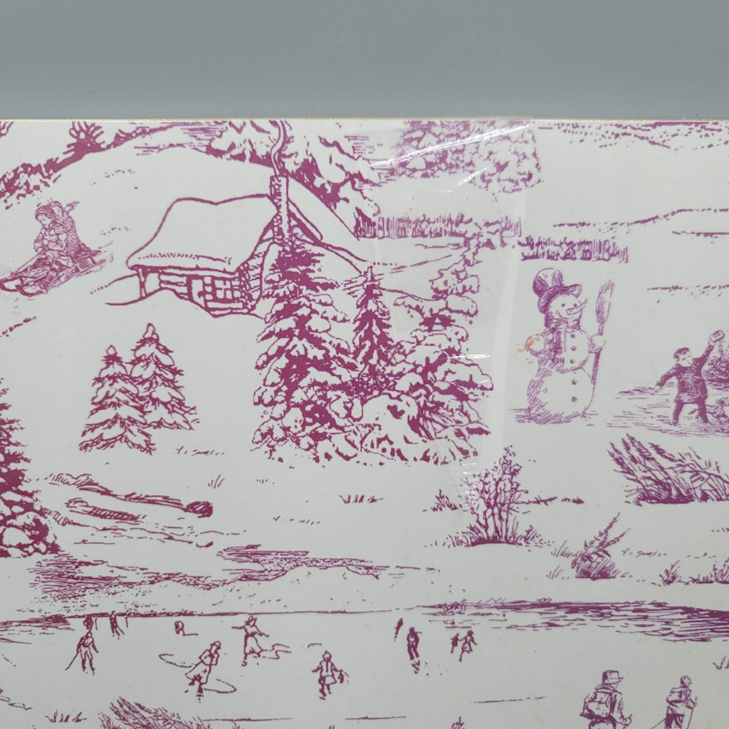 Chateau Cork Placemats Set of 4 Red Winter Scene 15.5" x 11.25"