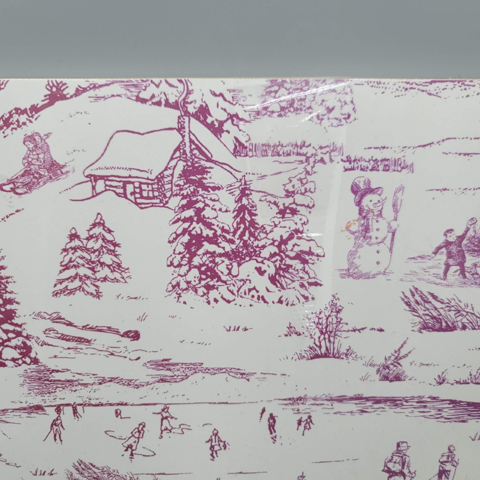 Chateau Cork Placemats Set of 4 Red Winter Scene 15.5" x 11.25"