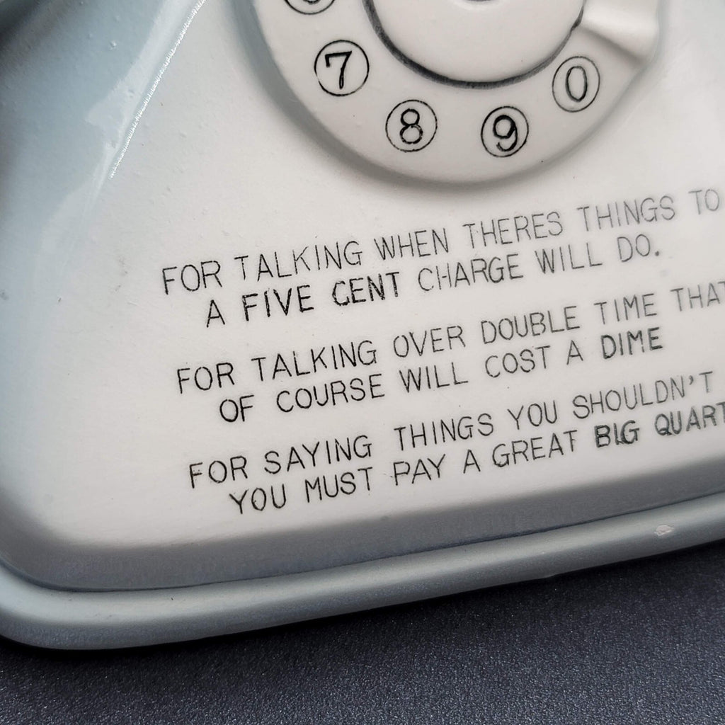 Vintage Ceramic Telephone Bank Tolls Rotary 7" x 5" No stopper
