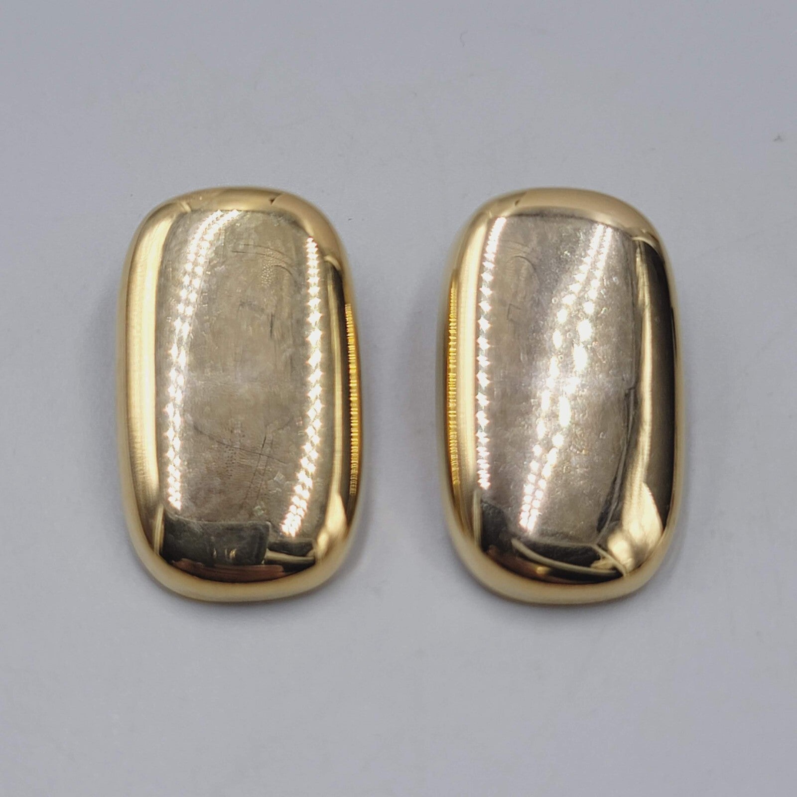 Vintage Liz Claiborne Clip on Earrings Gold Plated Rectangle Drop 1.25"