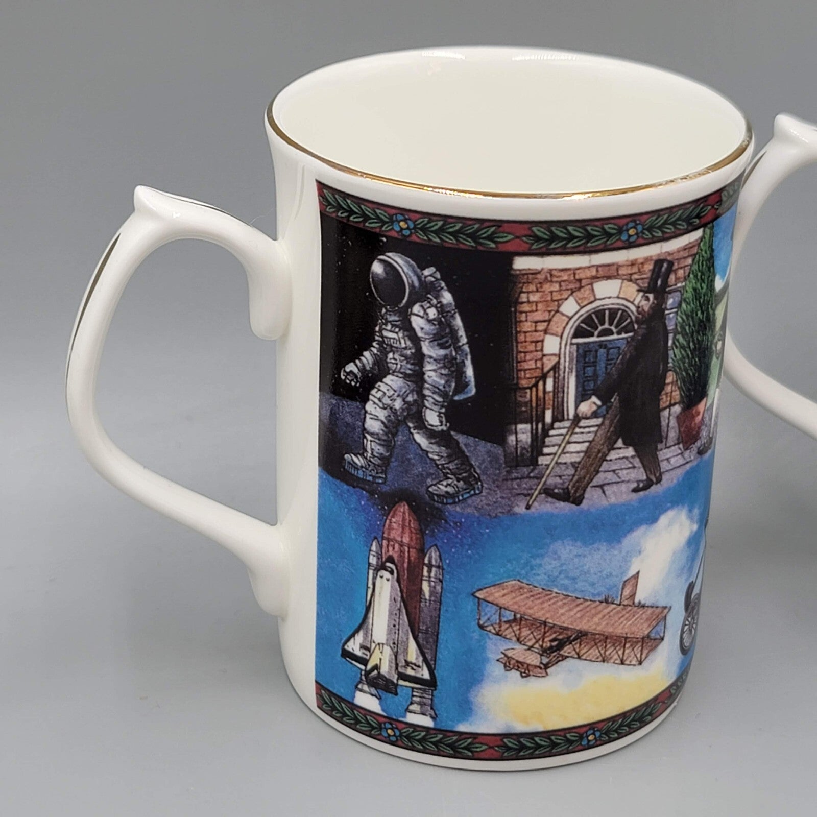 Royal Crown Duchy Transportation Communications Coffee Mug Tea Cup Set of 2