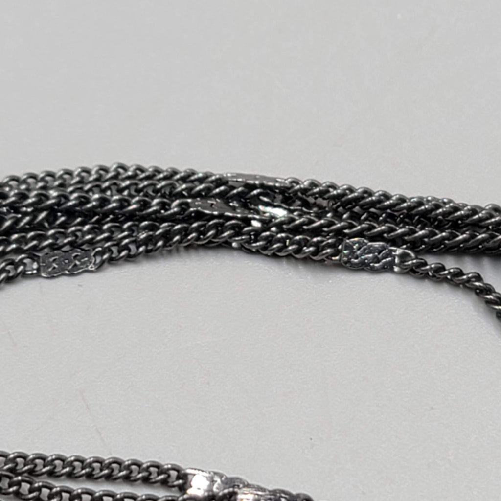 RMN Black Triple Chain Long Necklace 28"
