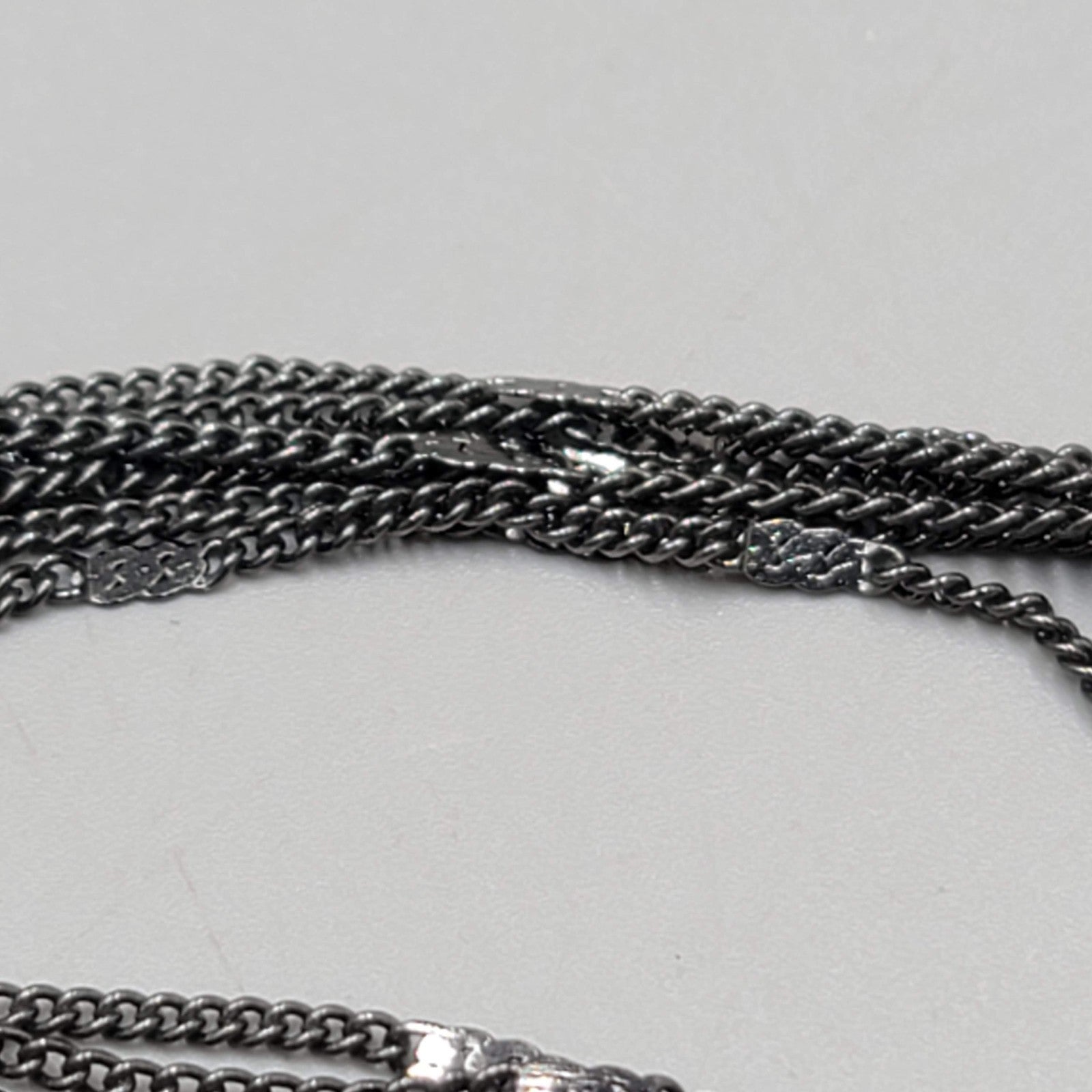 RMN Black Triple Chain Long Necklace 28"