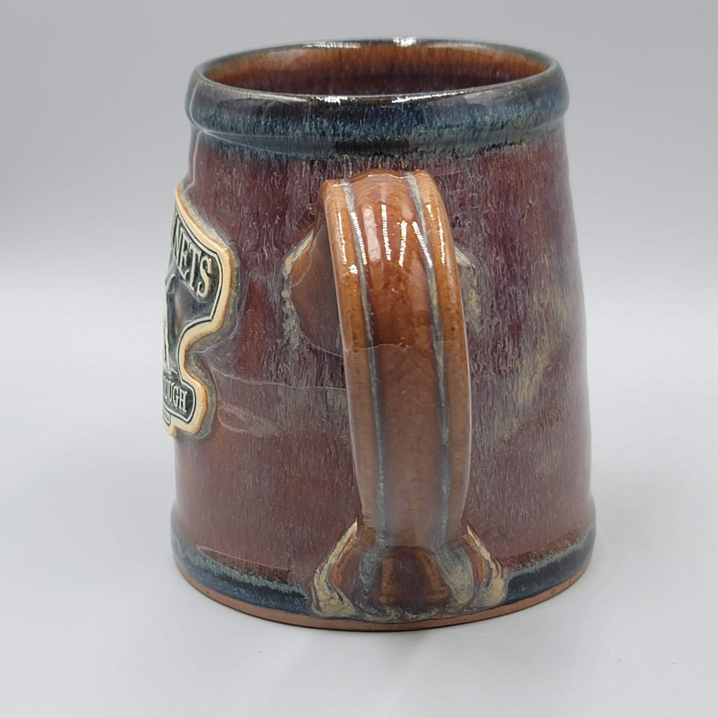 Petersen Nets Coffee Mug Viking Dog Tough Drip Glaze Pottery Signed