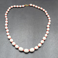 Vintage Necklace White and Red Graduated Bead Estate Costume Jewelry 24"