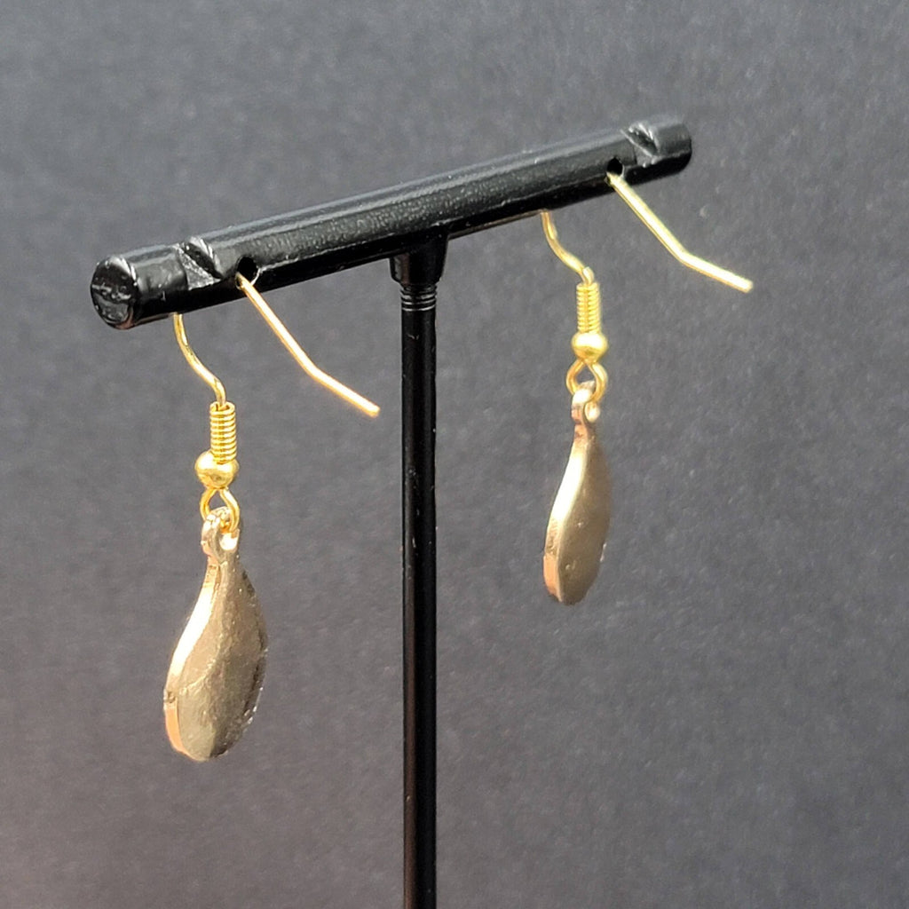 New Evil Eye Pierced Earrings Gold tone Blue Enamel Teardrop Dangle 3/4"