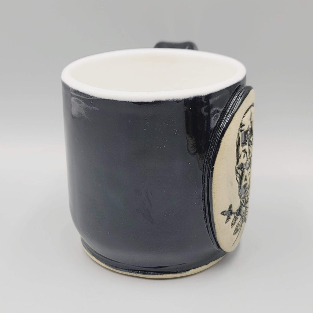 Skull Coffee Mug Black AB Signed Pottery