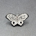 Moth She Her Black Gray Enamel Lapel Hat Pin 1 1/8"