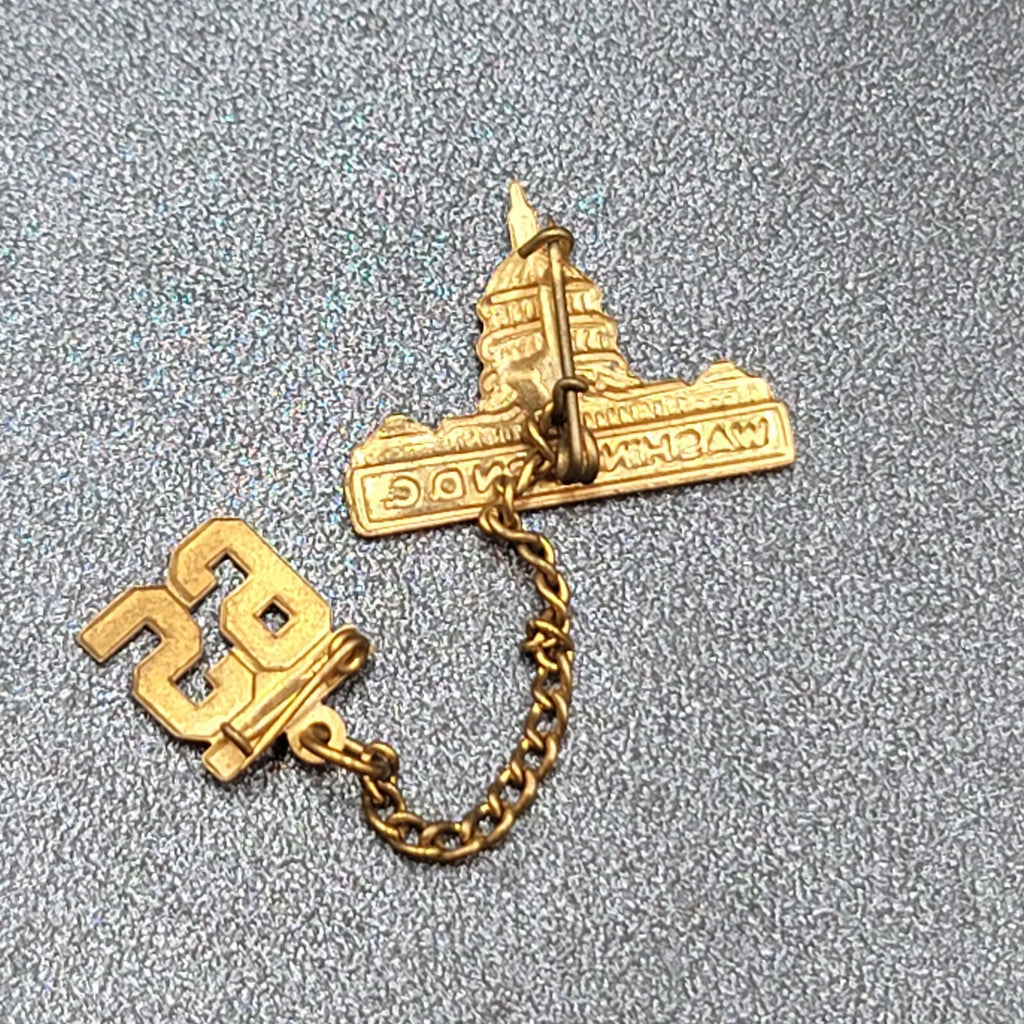 Vintage Gold tone Metal Washington DC 1965 Tie Lapel Pin