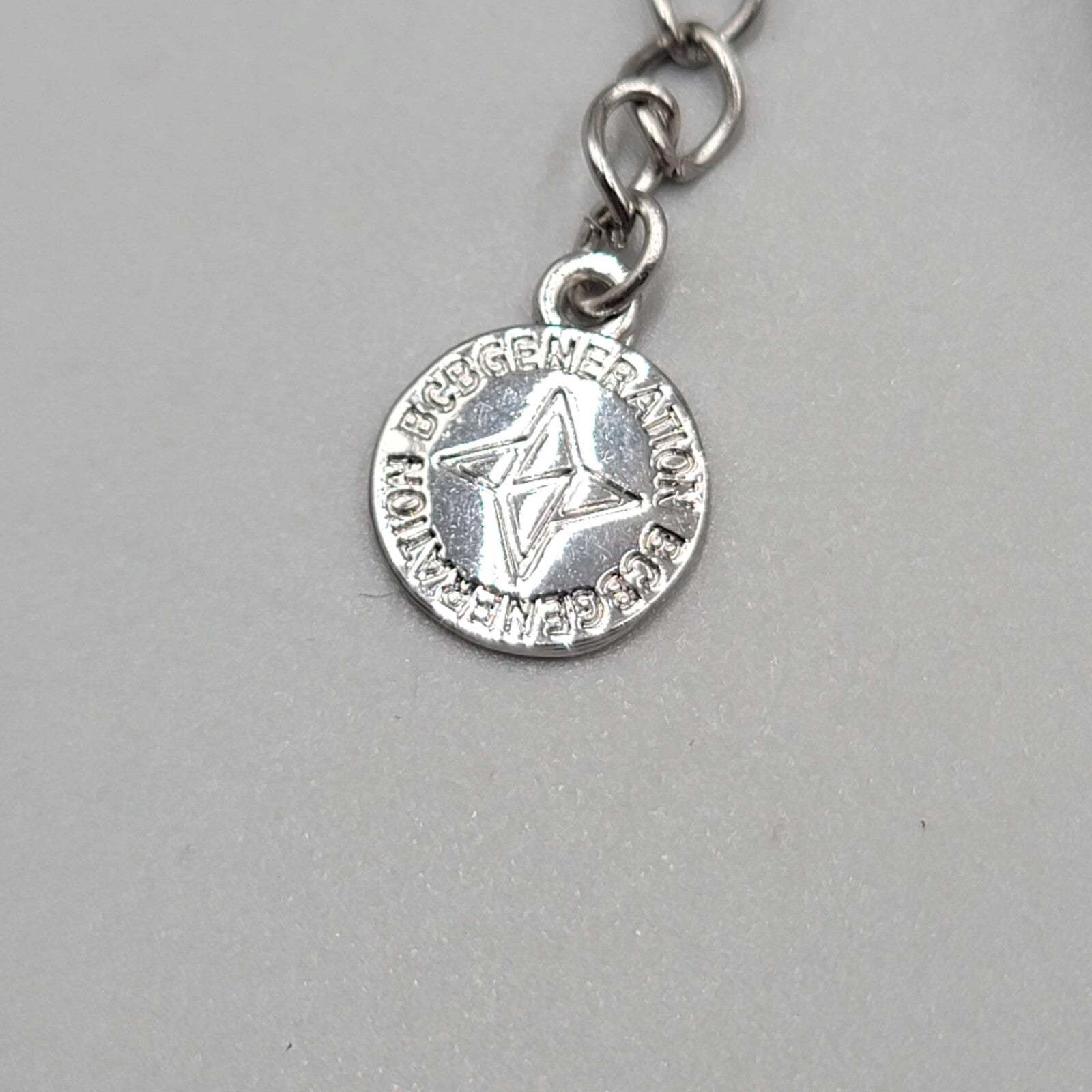 BCBGeneration FIERCE Necklace Black Cord Silver tone Signed 16"-18"
