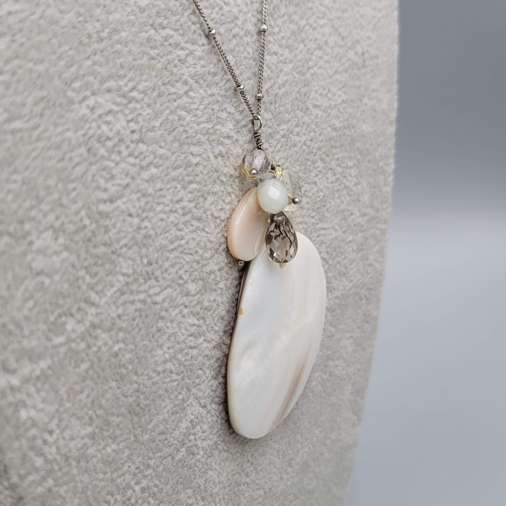 J Jill Shell Pendant Sterling Silver Necklace 20 - 22 in Station Chain 925