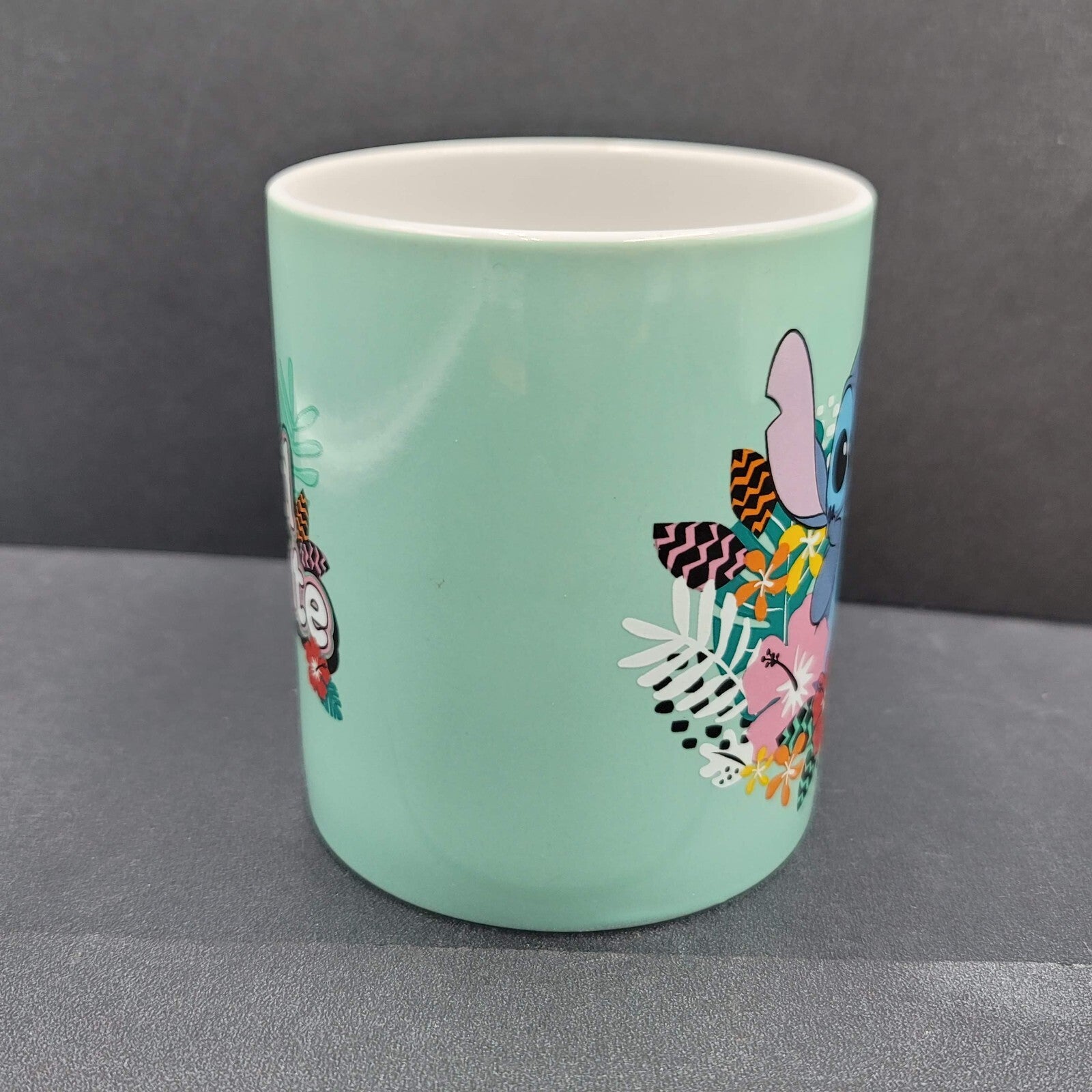 Disneys Stitch Ceramic Coffee Tea Mug "Weird but cute" Flowers