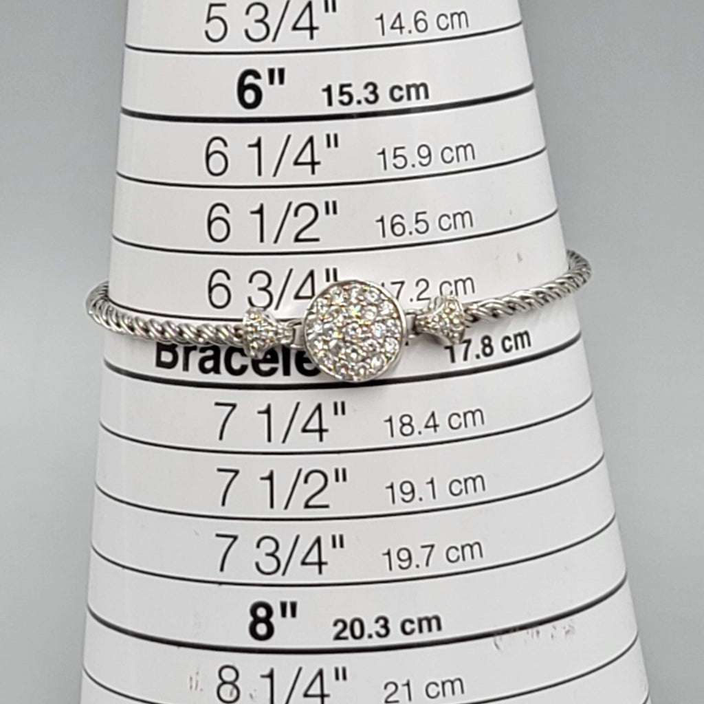 Crystal Rhinestone Bracelet Silver tone Chain Toggle 7 in