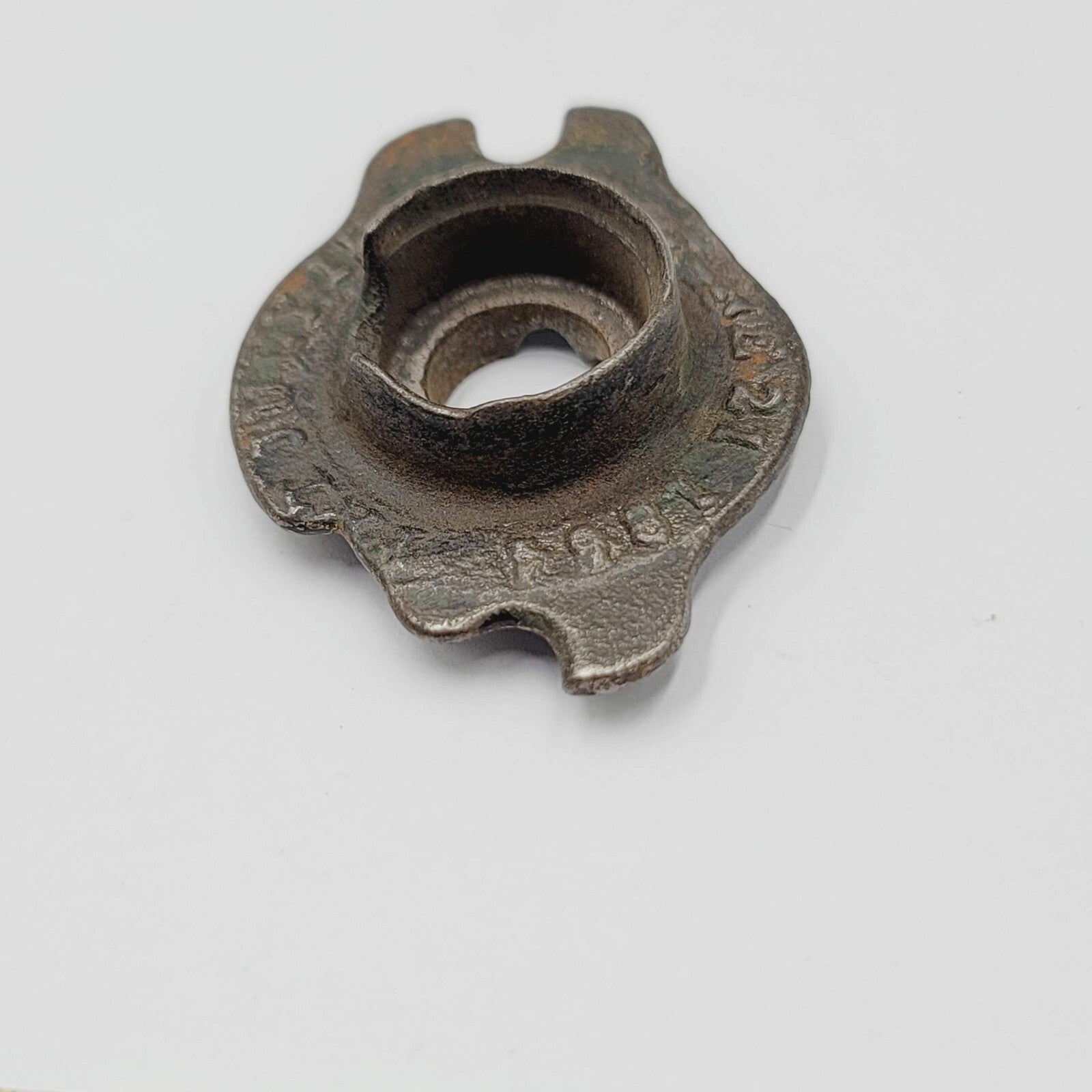 Antique 1862 Door Knob Embossed Escutcheon Rosette Cast Iron Salvage Hardware