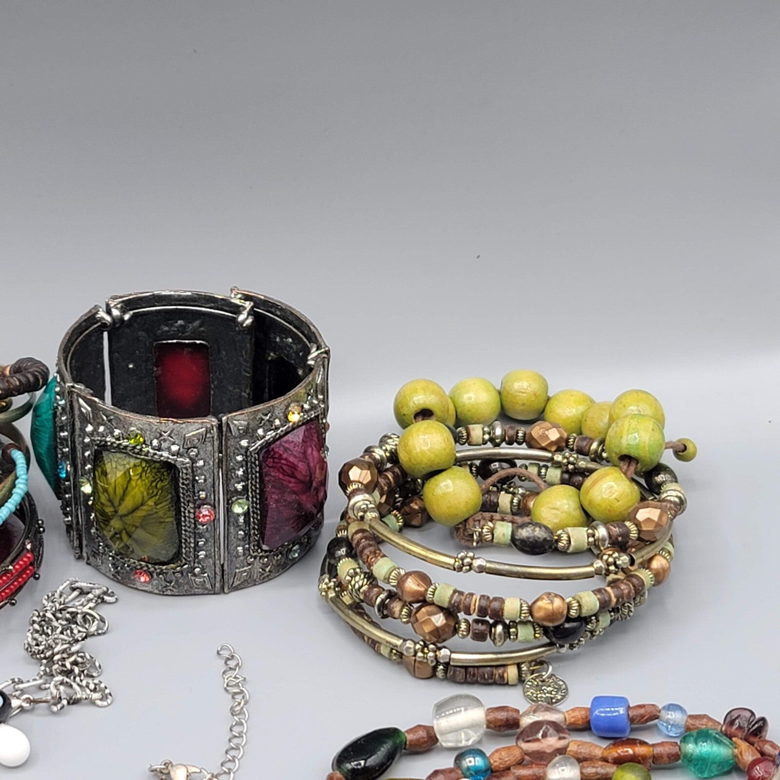 Vintage Colorful Jewelry Lot Necklaces Bracelets 38 pcs Lot 2 All wearable