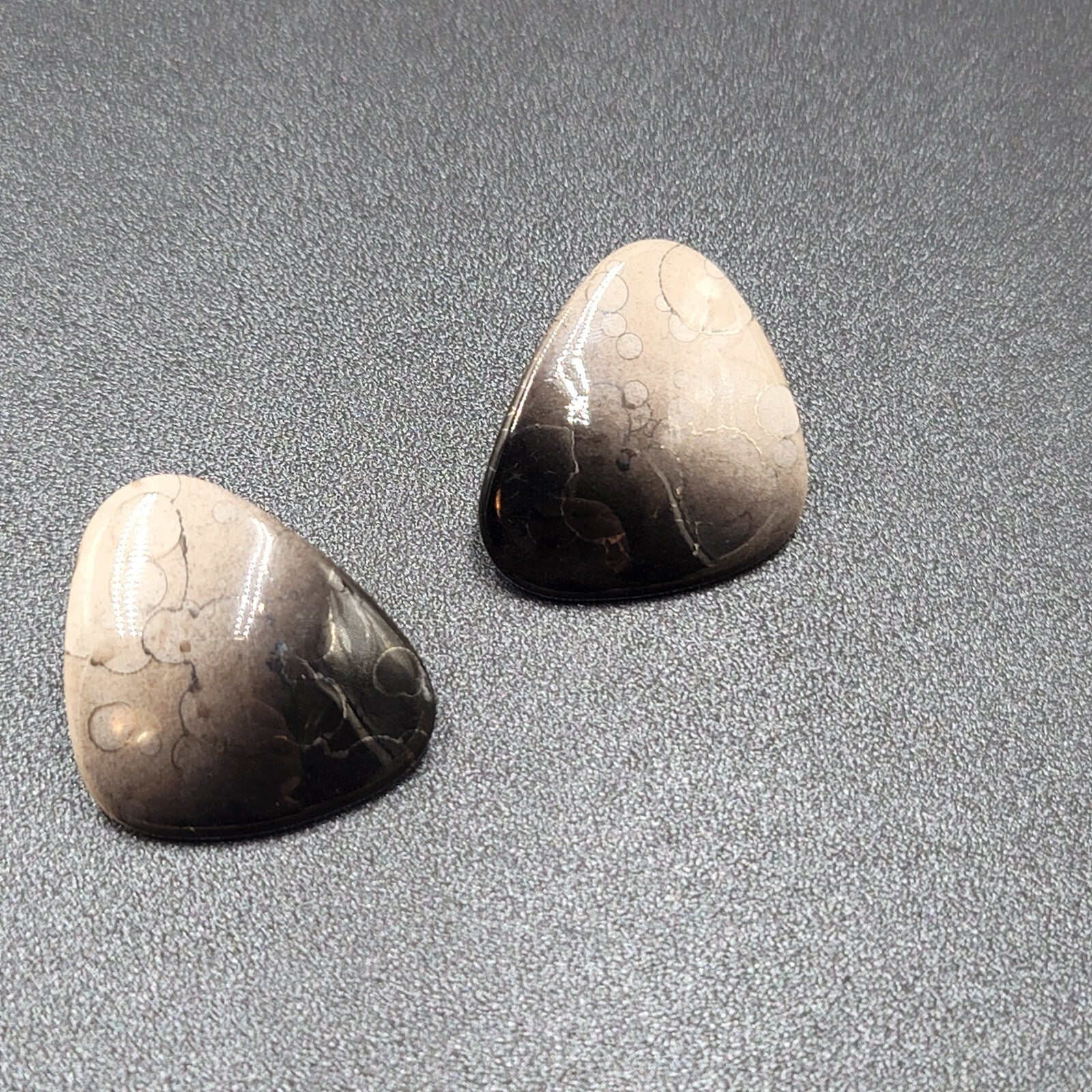Vintage Pierced Earrings Black White Ceramic Geometric Drop 1.25"