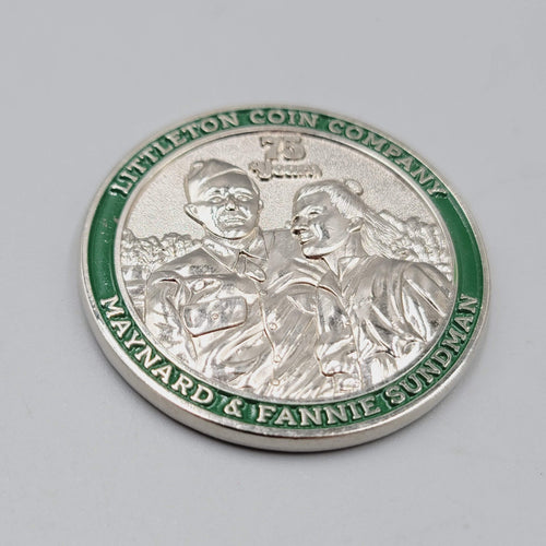 Boy Scout Commemorative Token Coin Maynard & Fannie Sundman 75 Years 1.75"
