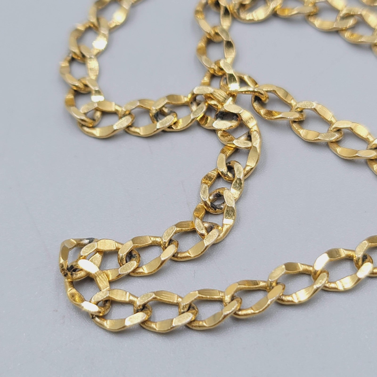 Vintage Gold Plated Curb Chain Necklace Long 24" Estate Costume Jewelry