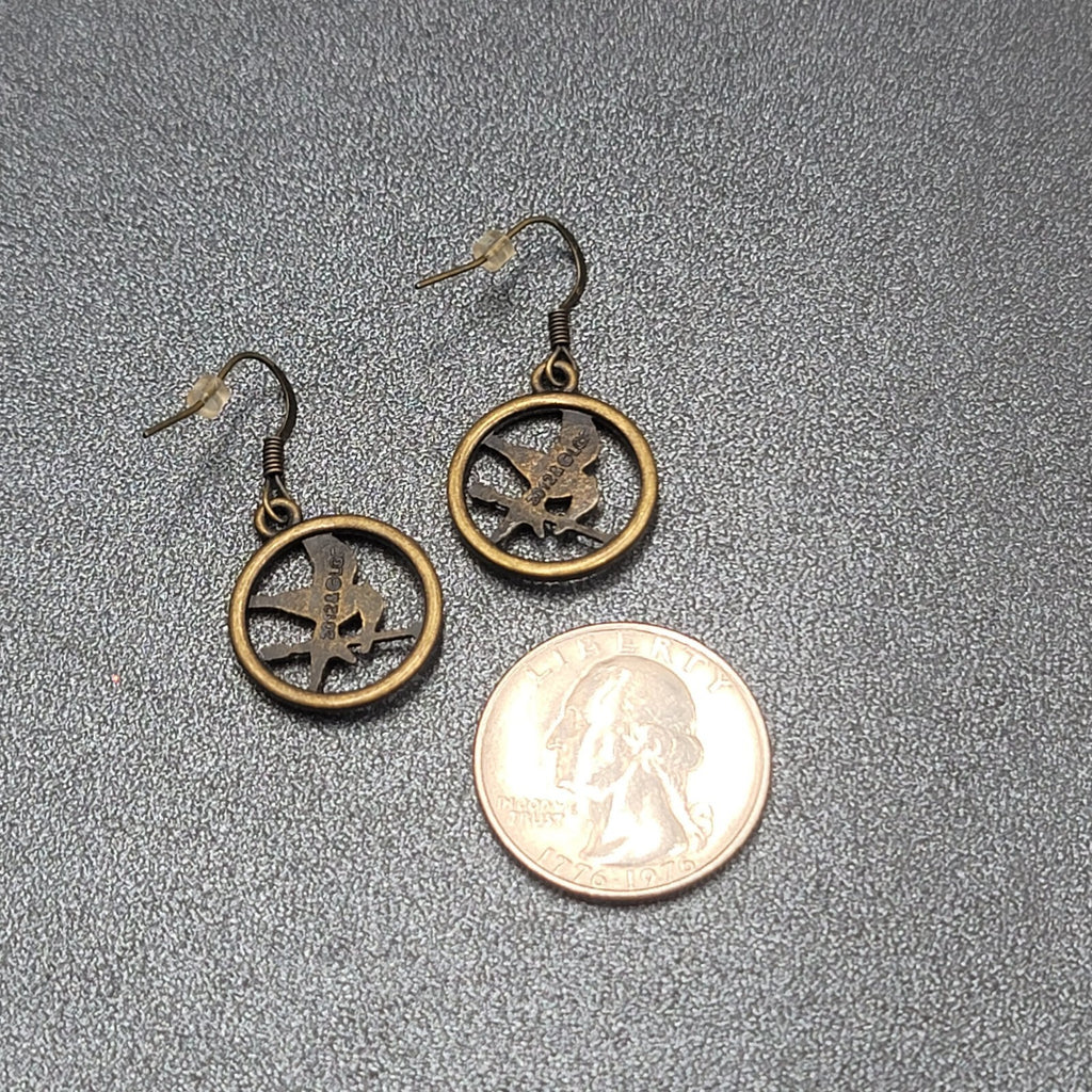 Hunger Games Pierced Earrings Bronze tone Dangle 3/4"