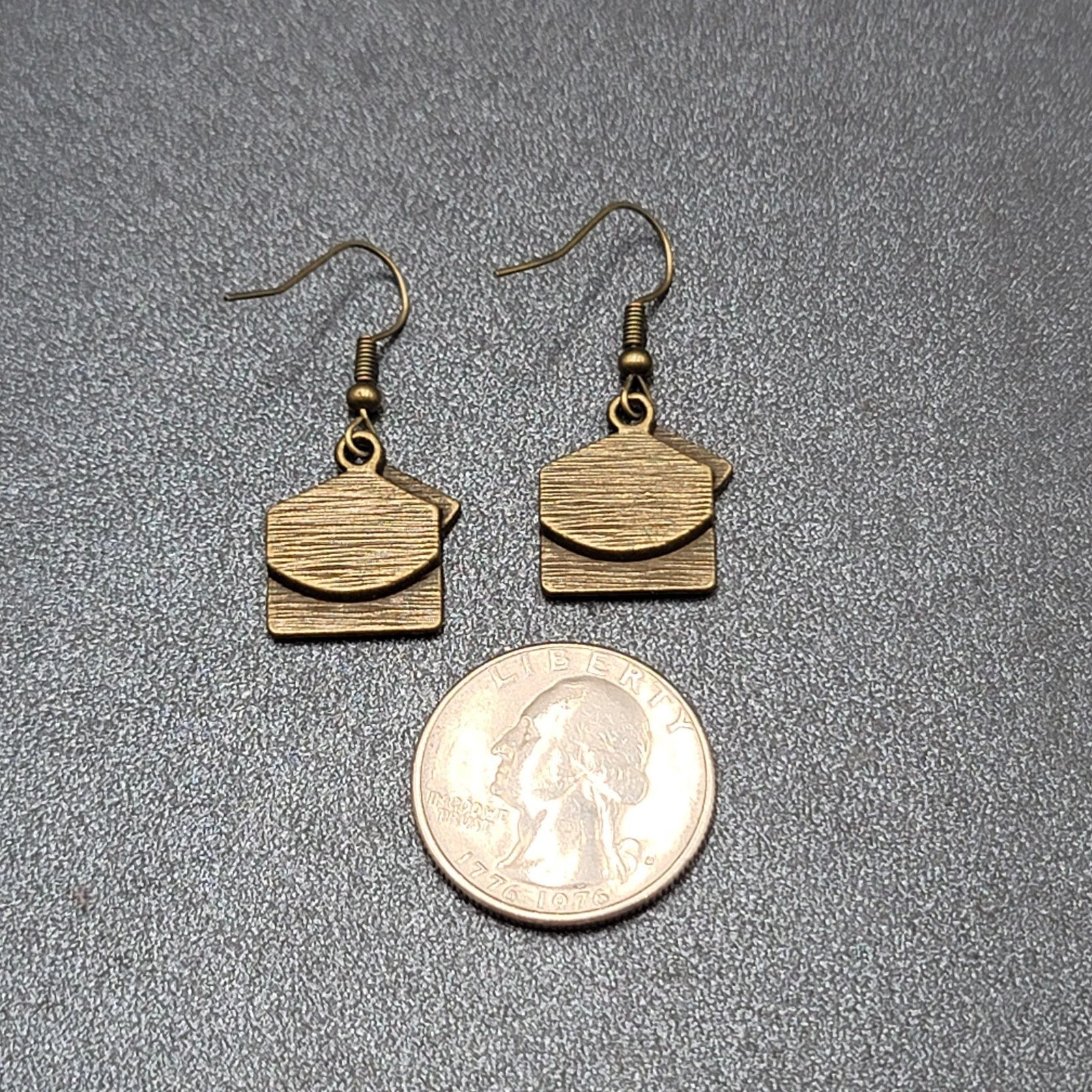 New I Love You Letter Pierced Earrings Bronze tone Dangle 3/4"
