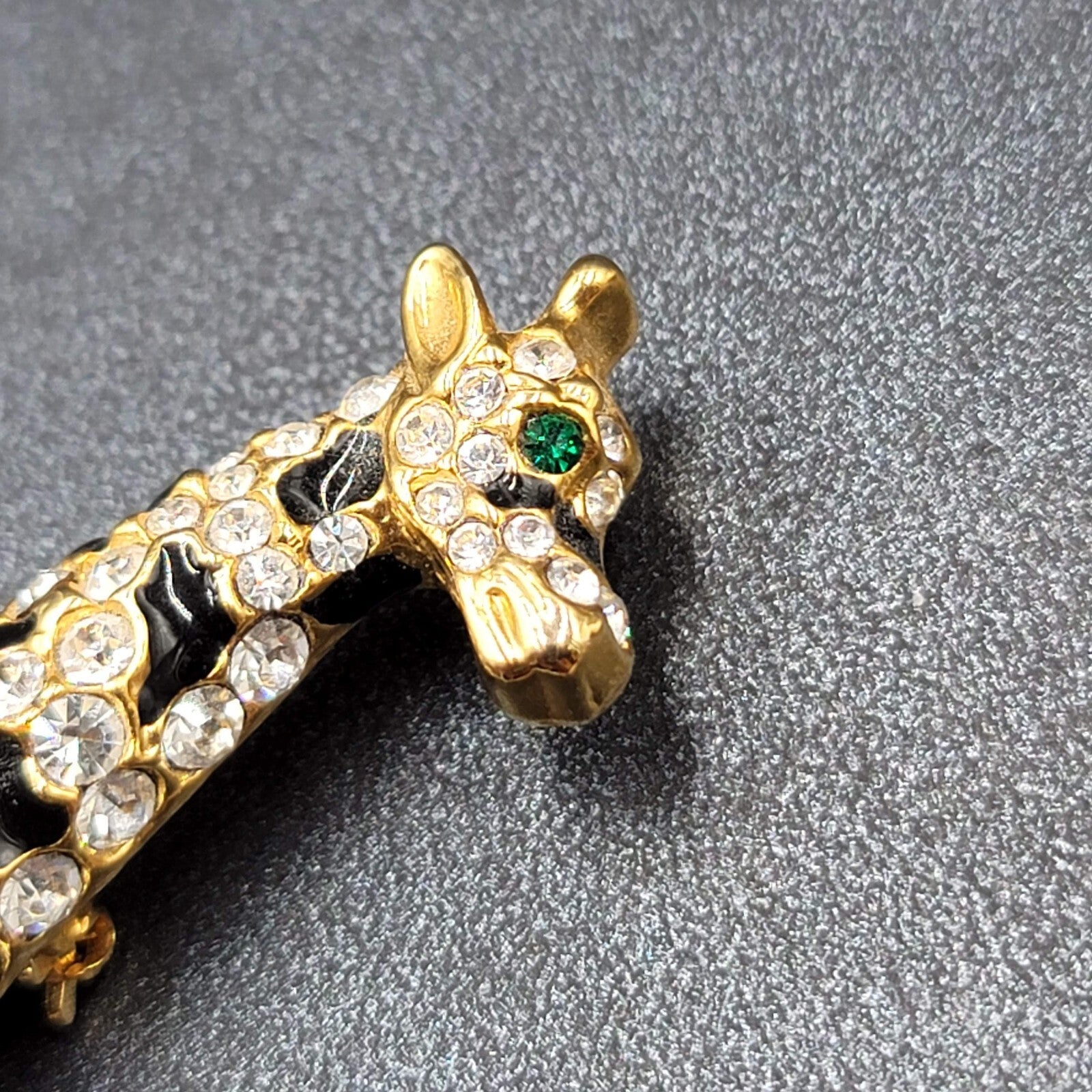 Vintage Rhinestone Giraffe Brooch Gold Plated Estate Jewelry 3.5"