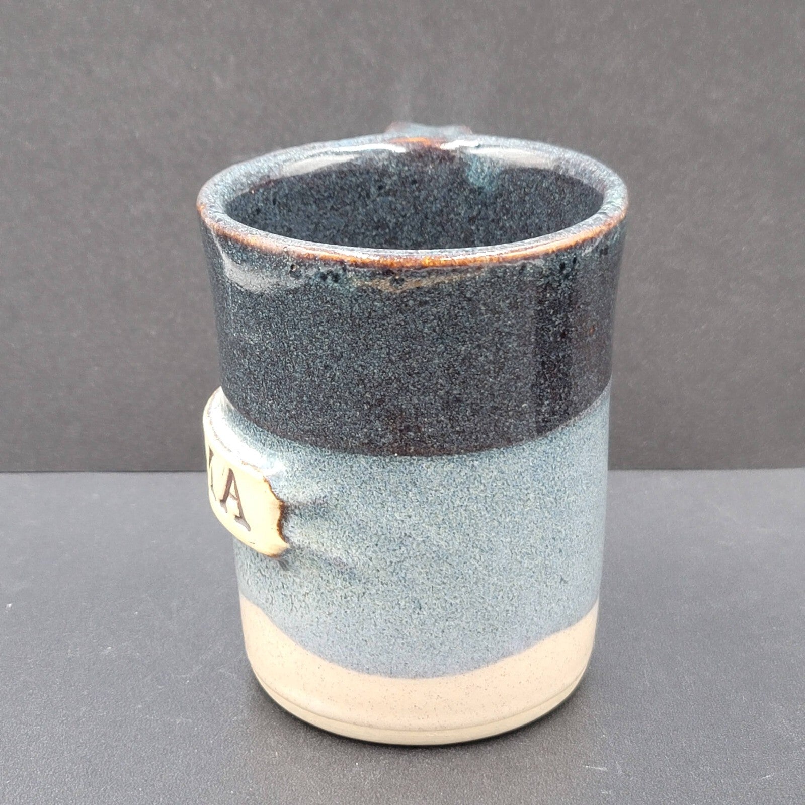 Stegall Signed Handmade Clay Pottery Gama Coffee Tea Mug Cup Tennesee Blue