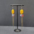 Pierced Earrings Multicolor Quartz Bead Statement Dangle Chains 3.75"