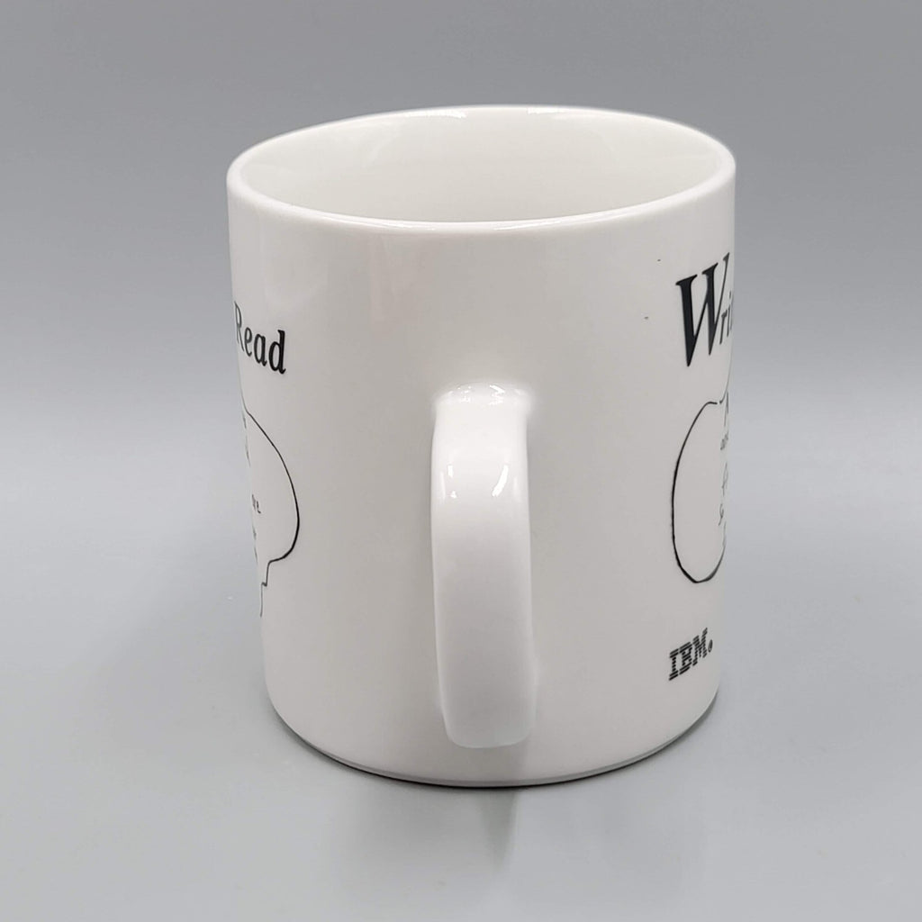 Vintage IBM Writing To Read Coffee Mug Cup Computers Technology Black White