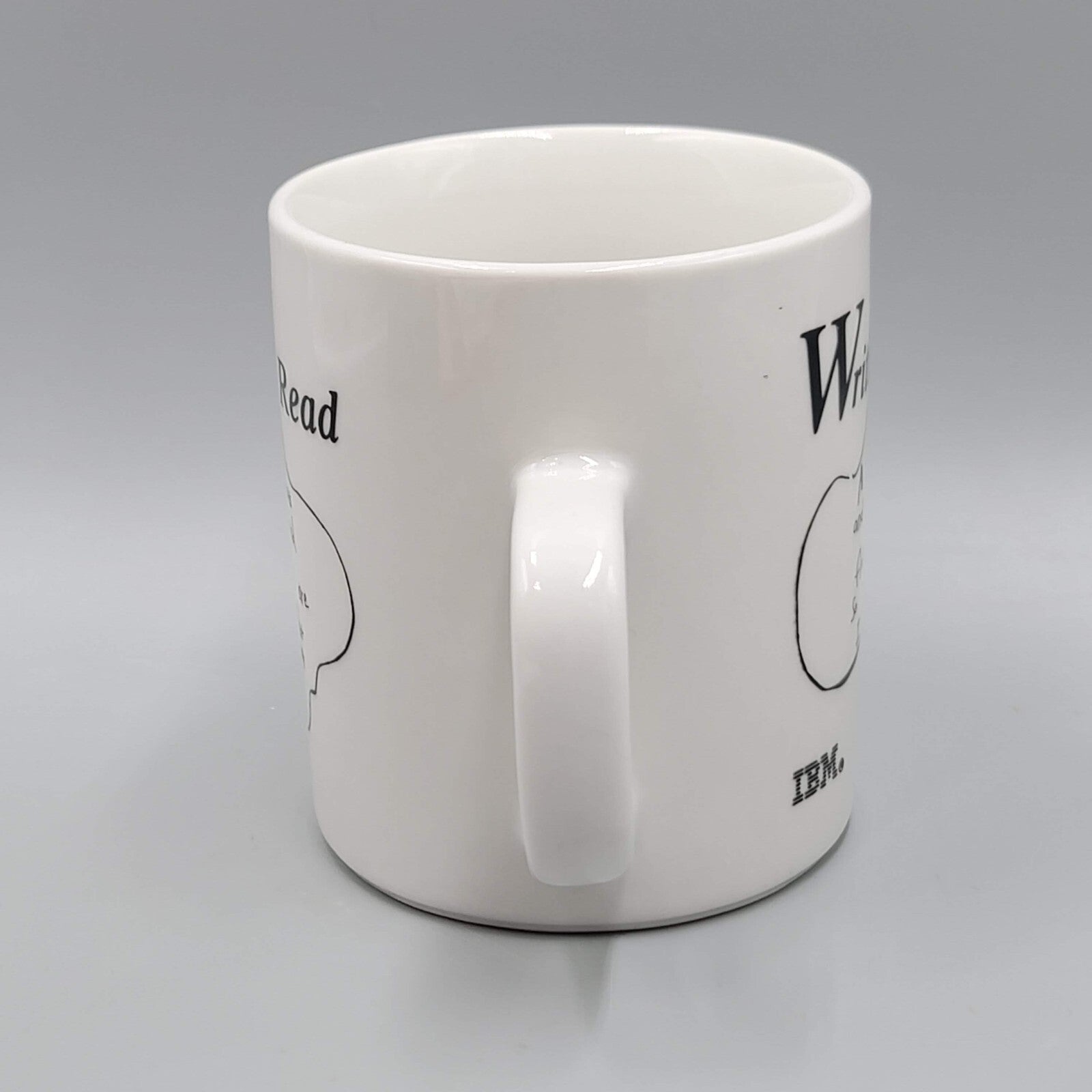 Vintage IBM Writing To Read Coffee Mug Cup Computers Technology Black White