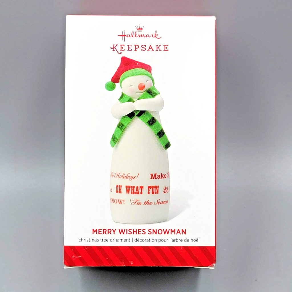 2014 Hallmark Keepsake Ornament Merry Wishes Snowman Green Scarf