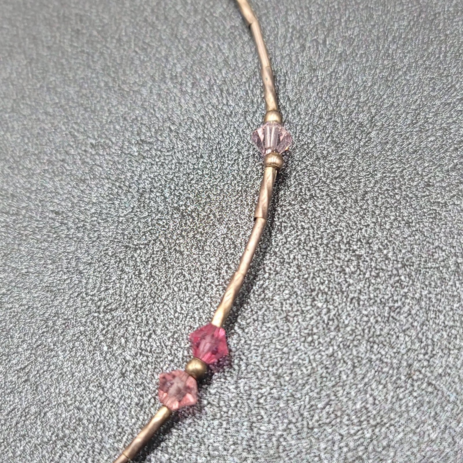 Sterling Silver Anklets Lot of 2 Pink Cleat Bi-cone Crystal Beads 9.75"