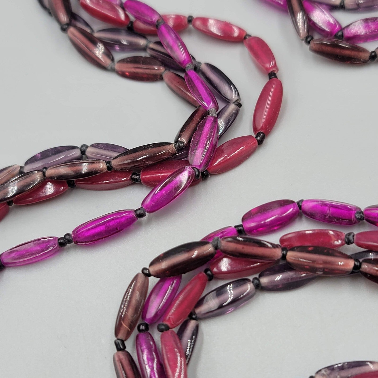 Premier Designs Necklace Shades of Purple Four Strand Long 38"