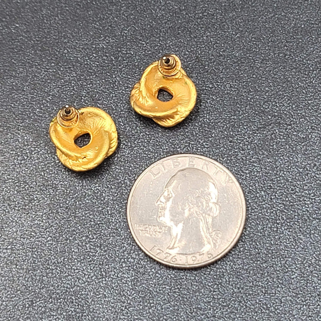 Pierced Earrings Gold Plated Knot Studs  1/2"