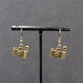 Camera Pierced Earrings Retro Bronze tone Dangle 1/2"