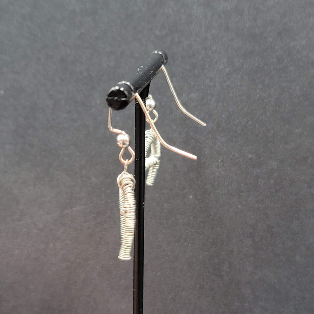 Pierced Earrings Silver tone Wire Wrapped Initial A Dangle 3/4"