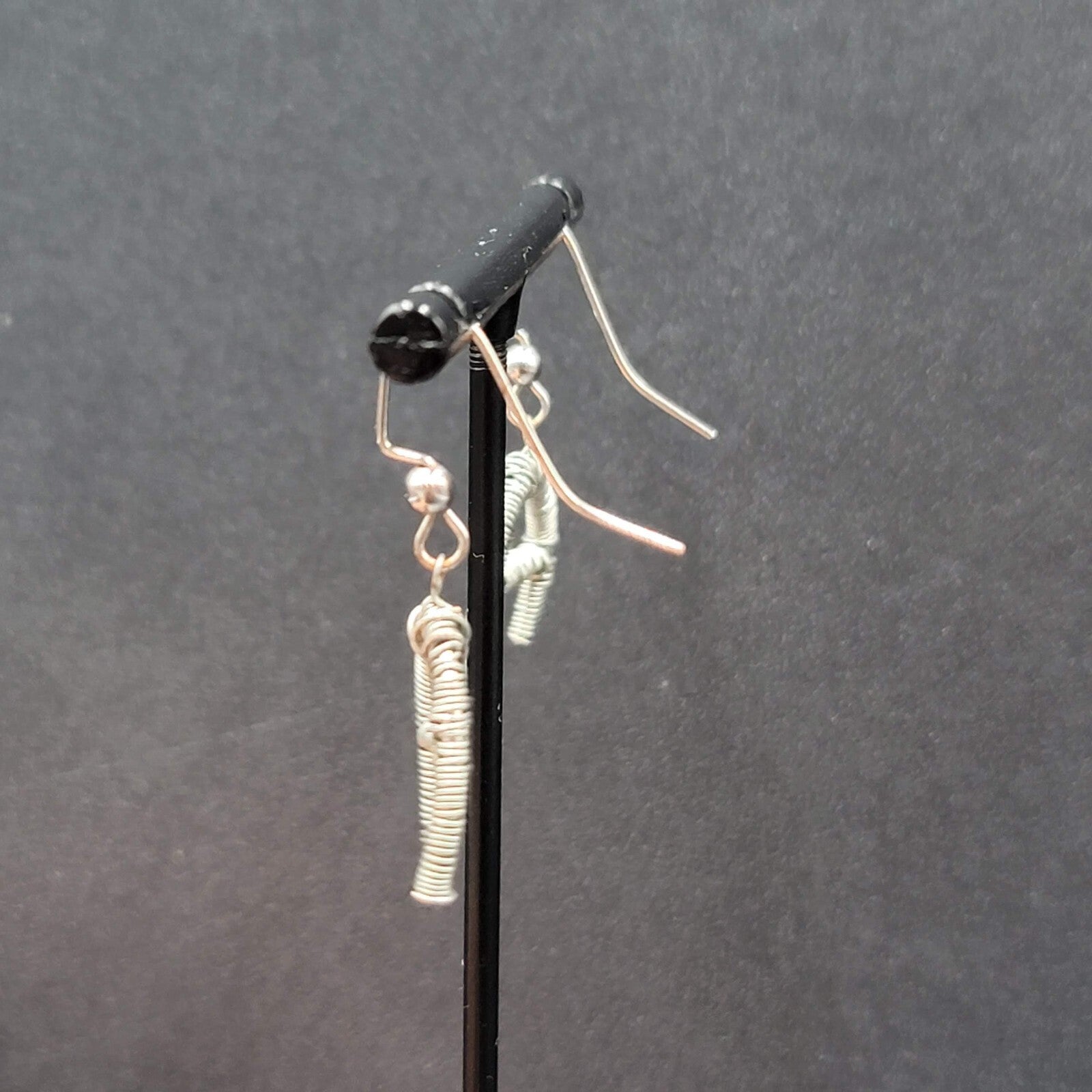 Pierced Earrings Silver tone Wire Wrapped Initial A Dangle 3/4"