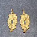 Vintage Small Lot of 2 Brass Skeleton Key hole Escutcheon 1.75" Salvage Hardware