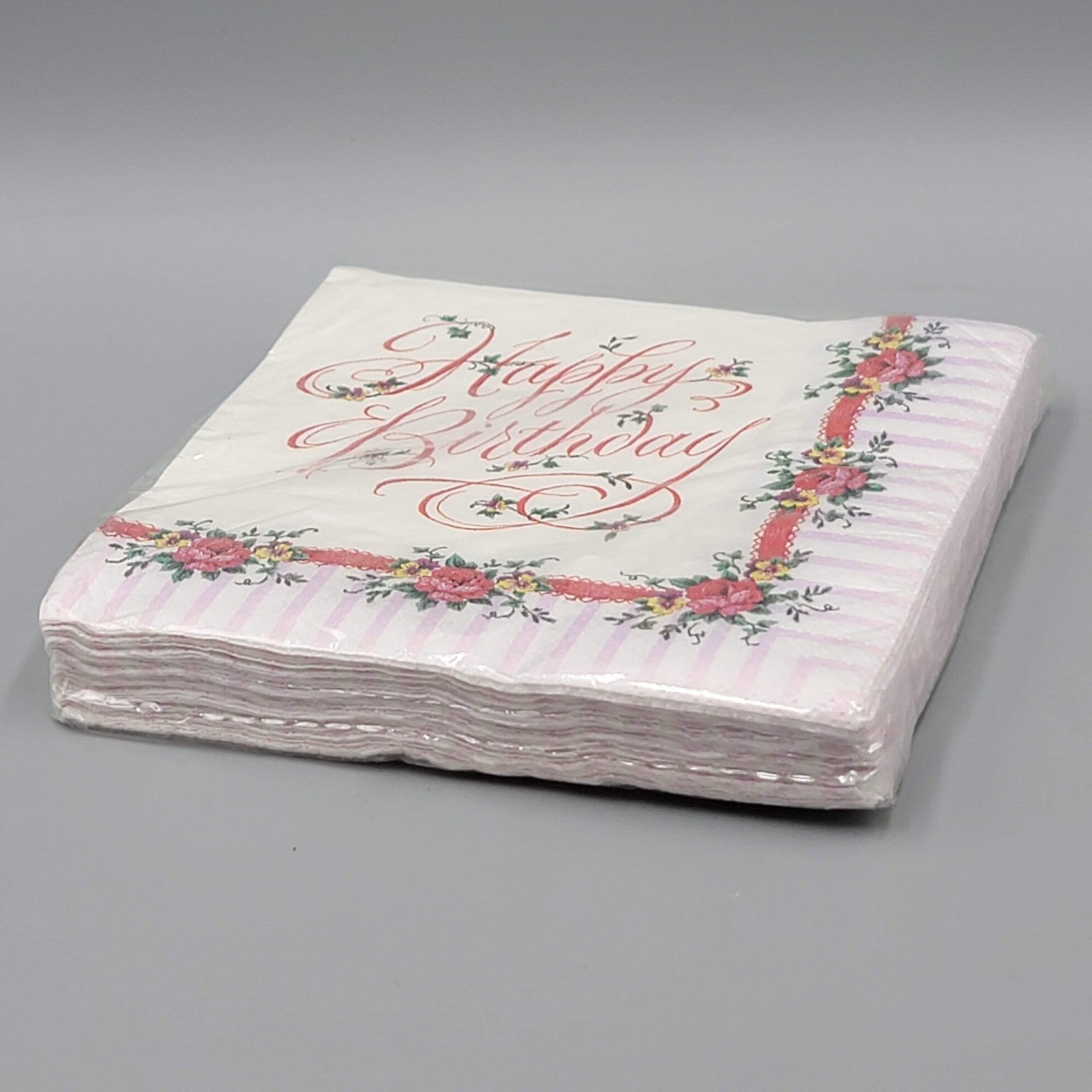 Vintage DesignWare Happy Birthday Bouquet Napkins 16 Pack Floral 3-Ply USA Made