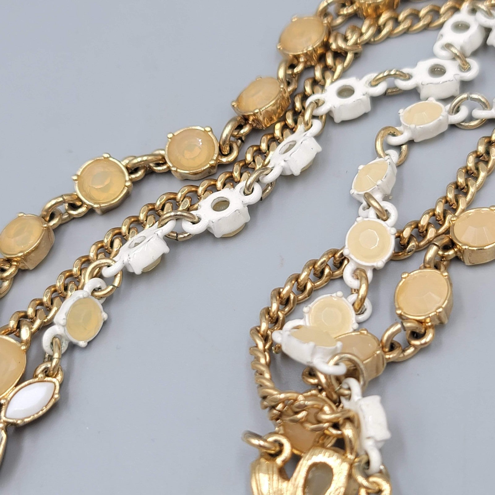 Ann Taylor Statement Bib Necklace Gold Tone Crystal Flower Enamel Adj 18-20"
