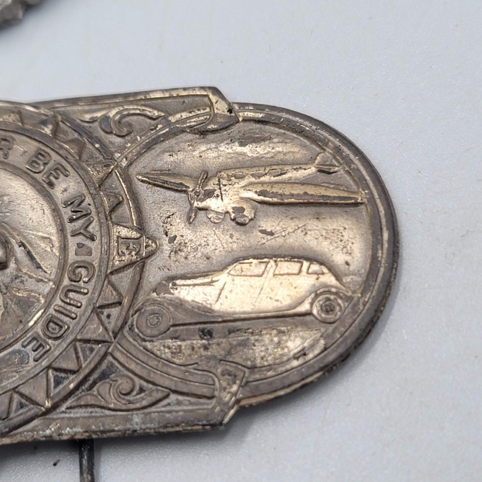 Vintage St Christopher Medal Car Visor Clip Badge Plane Boat Automobile Lot of 2