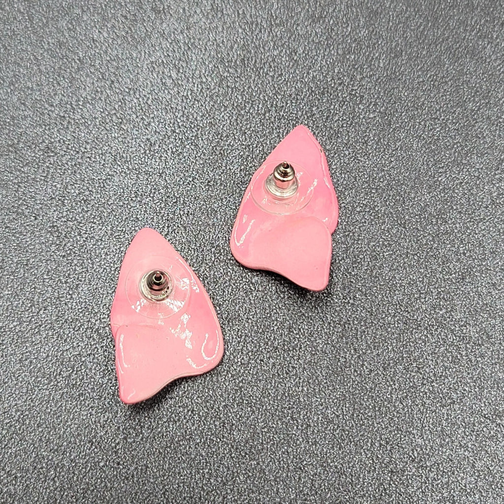 Vintage Pierced Earrings Hot Pink Enamel Statement Drop 1.25"