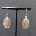 Pierced Earrings Silver tone Stainless Steel Oval Peach Enamel Dangle 1 1/8"