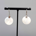 Sterling Silver Pierced Earrings Round Mother of Pearl Dangle 7/8"