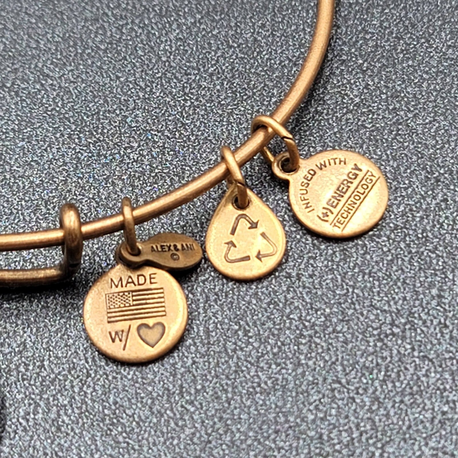 Alex and Ani Charm Bracelet Lot Monogram G Gold tone