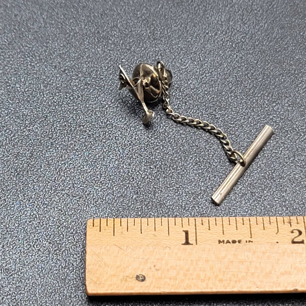 Vintage Tie Tack Lapel Pin Golf Flag Martini Silver tone 5/8"