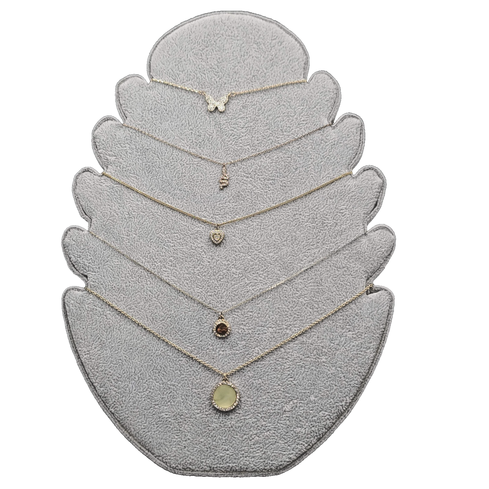 Necklace Lot of 4 Gold tone Petite Pendants Heart Snake Crystal